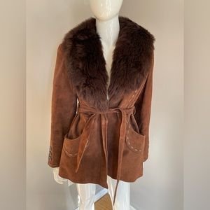 Real suede/ fur trim Sears original brown jacket.